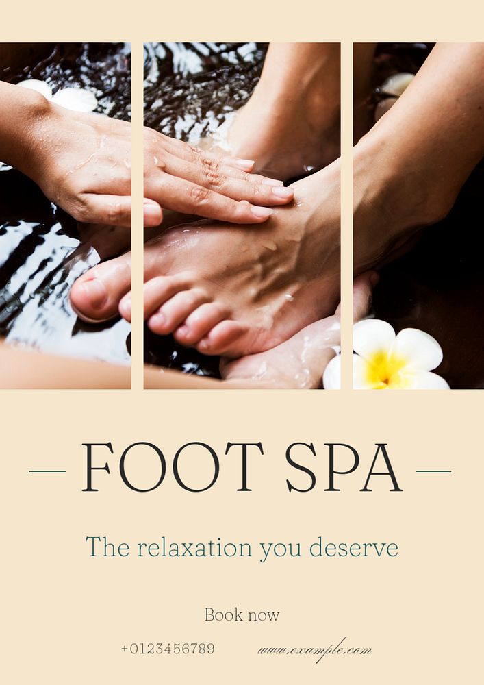 Foot spa poster template, editable text and design