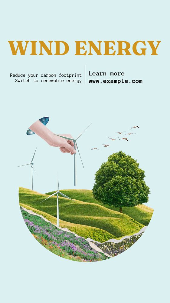 Wind energy Instagram story template, editable text