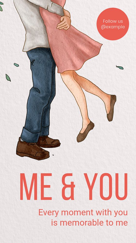 Me & you Instagram story template, editable text