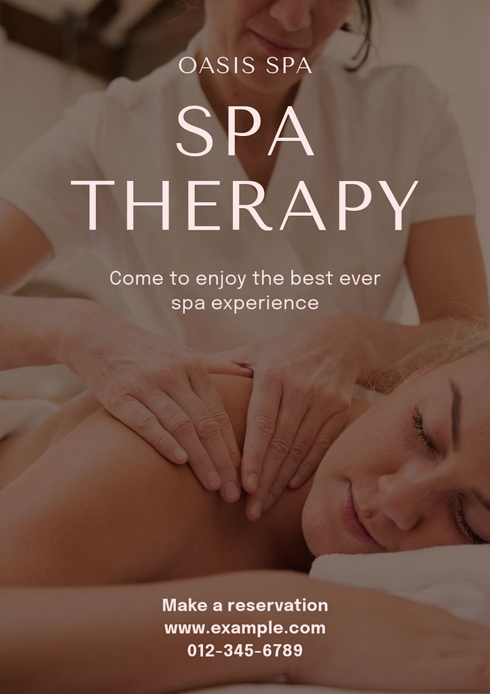 Spa therapy poster template, editable text and design