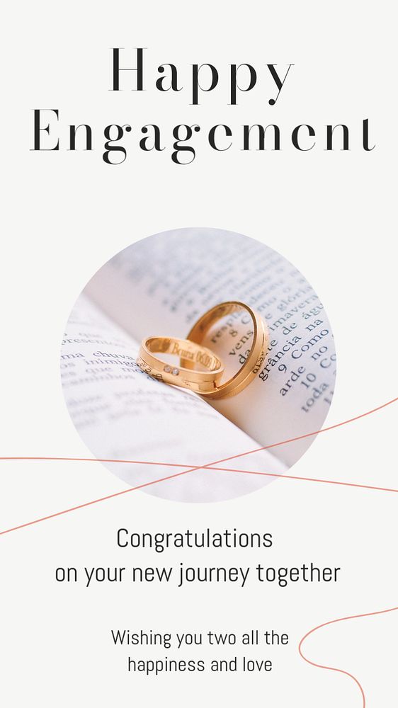 Happy engagement Instagram story template, editable text