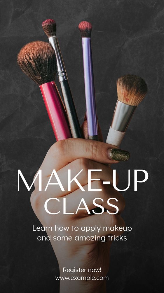 Makeup class Instagram story template, editable text