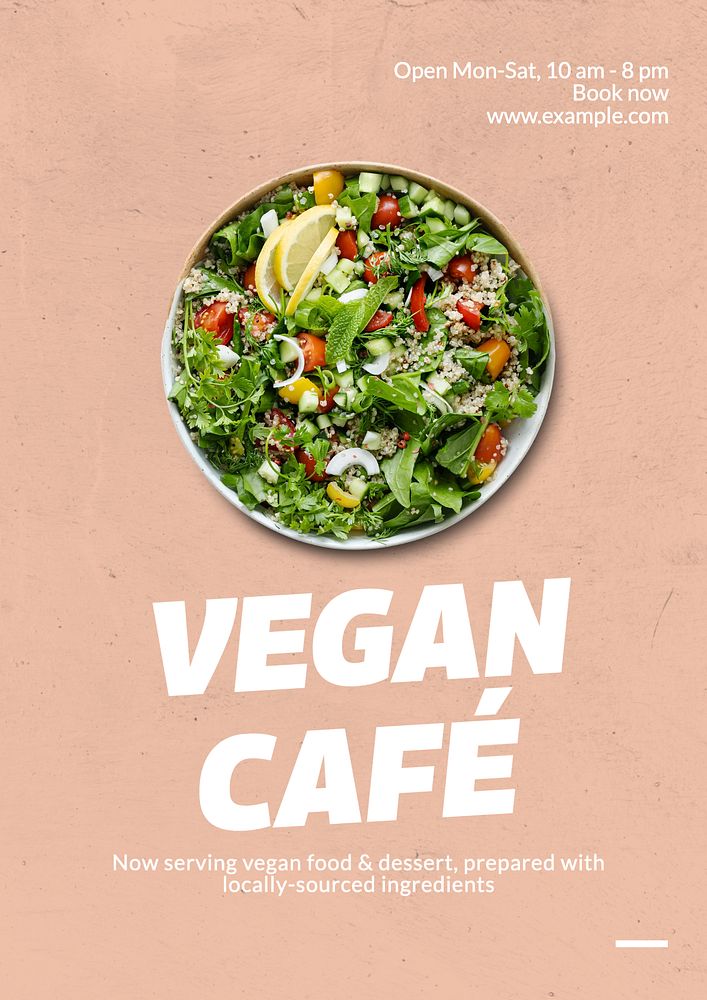 Vegan restaurant poster template, editable text and design