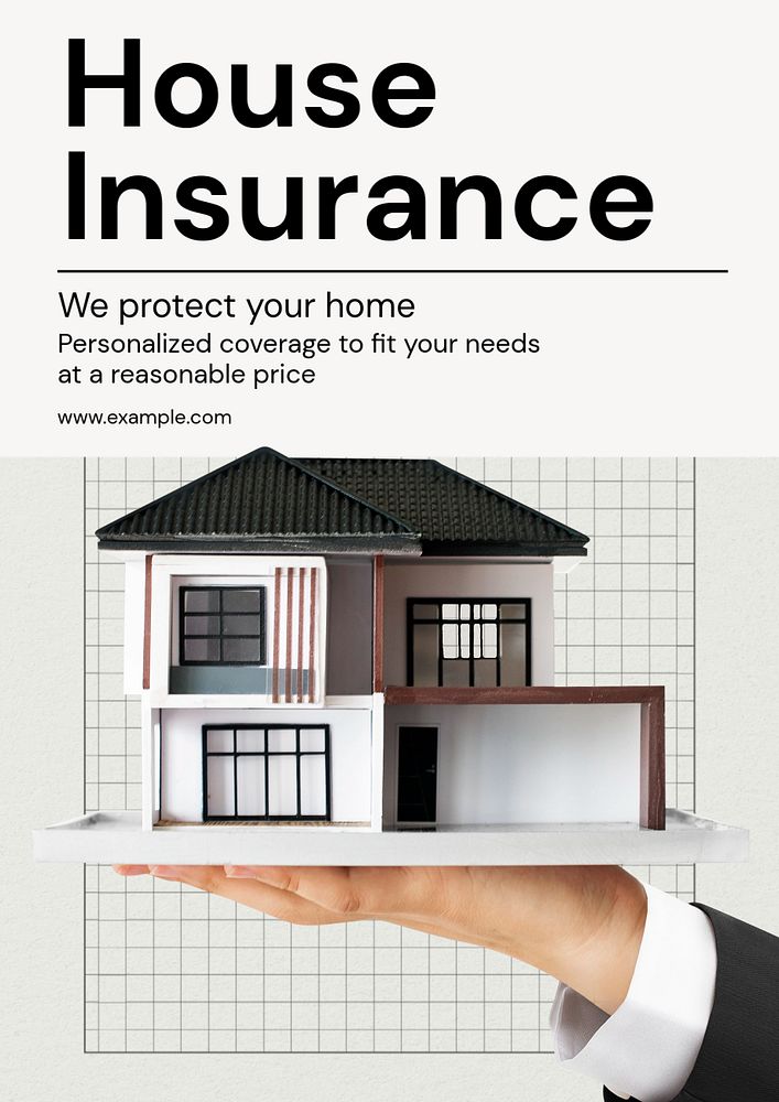 House insurance  poster template, editable text and design