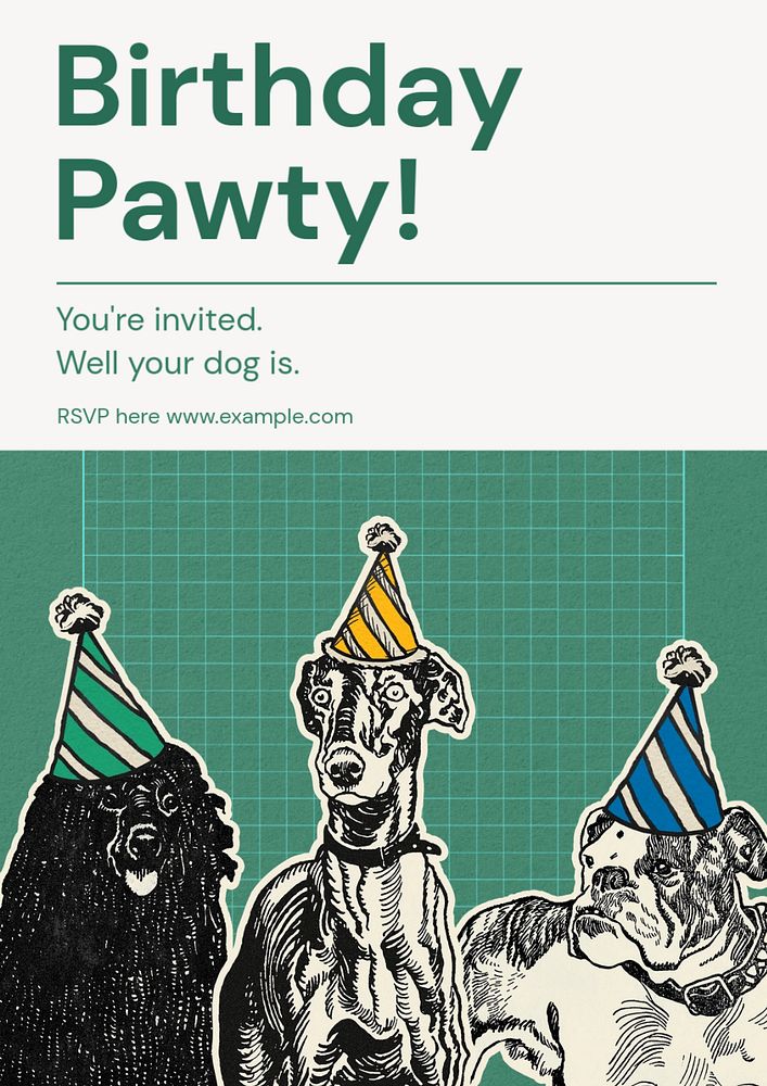 Dog birthday  poster template, editable text and design