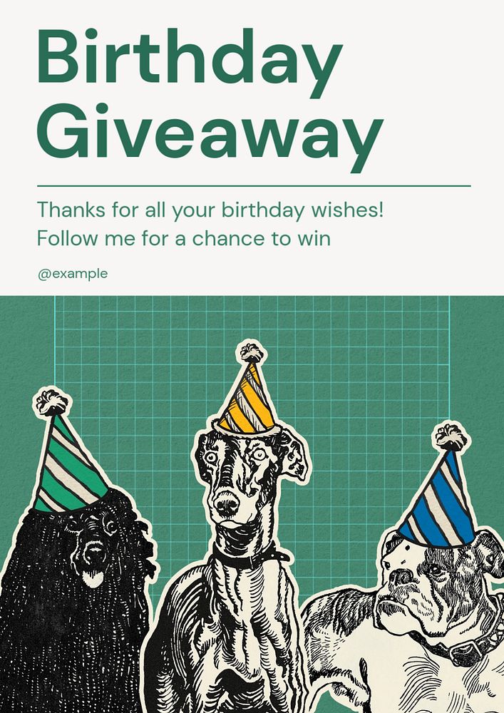 Birthday giveaway  poster template, editable text and design