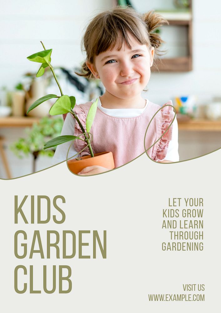 Kids garden club poster template, editable text and design