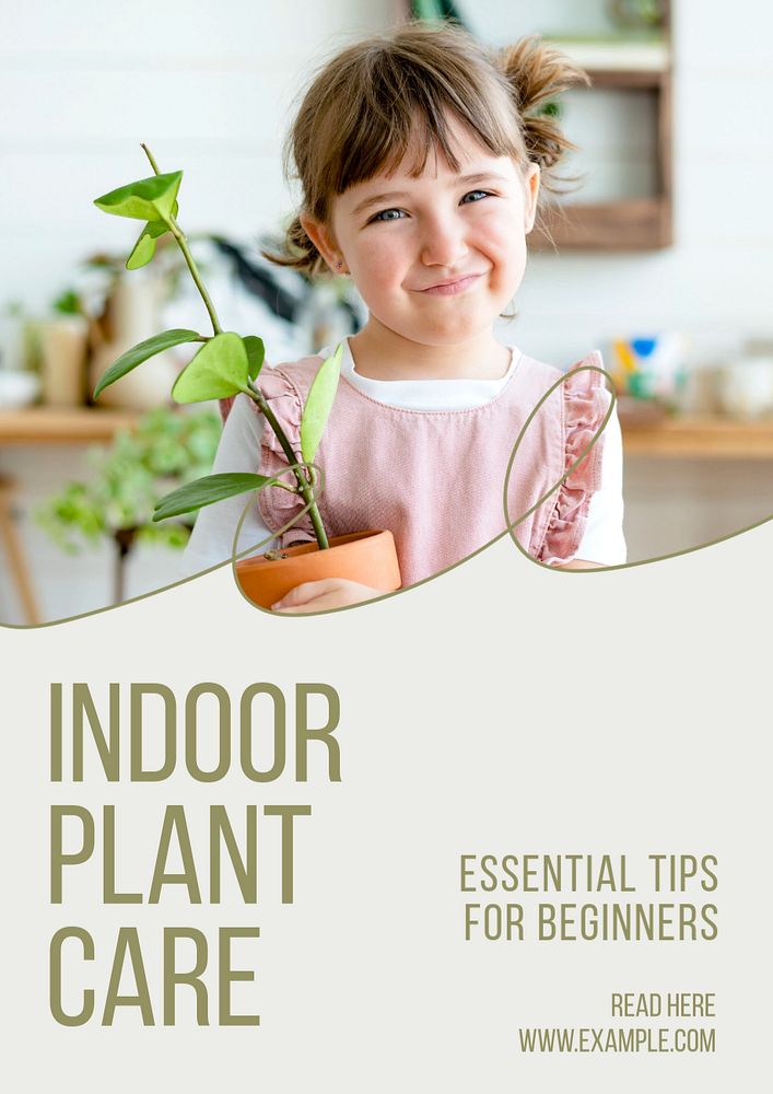 Indoor plant care poster template, editable text and design