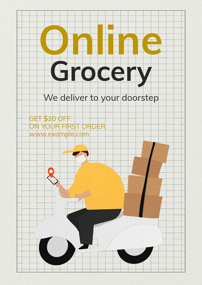 Online grocery  poster template, editable text and design