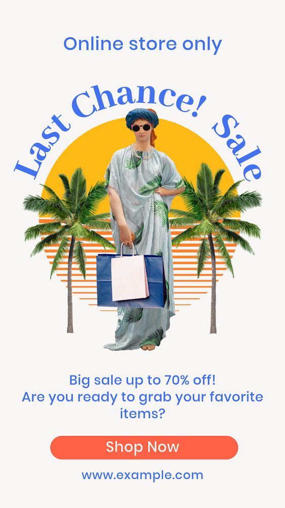 Last chance sale Instagram story template, editable text