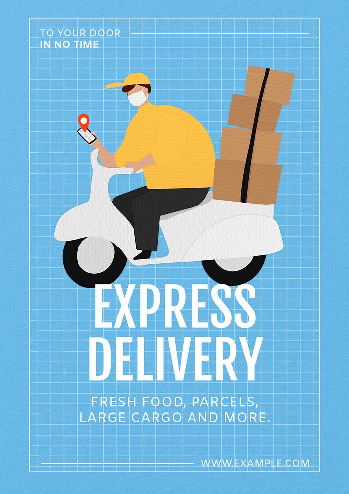 Express delivery  poster template, editable text and design