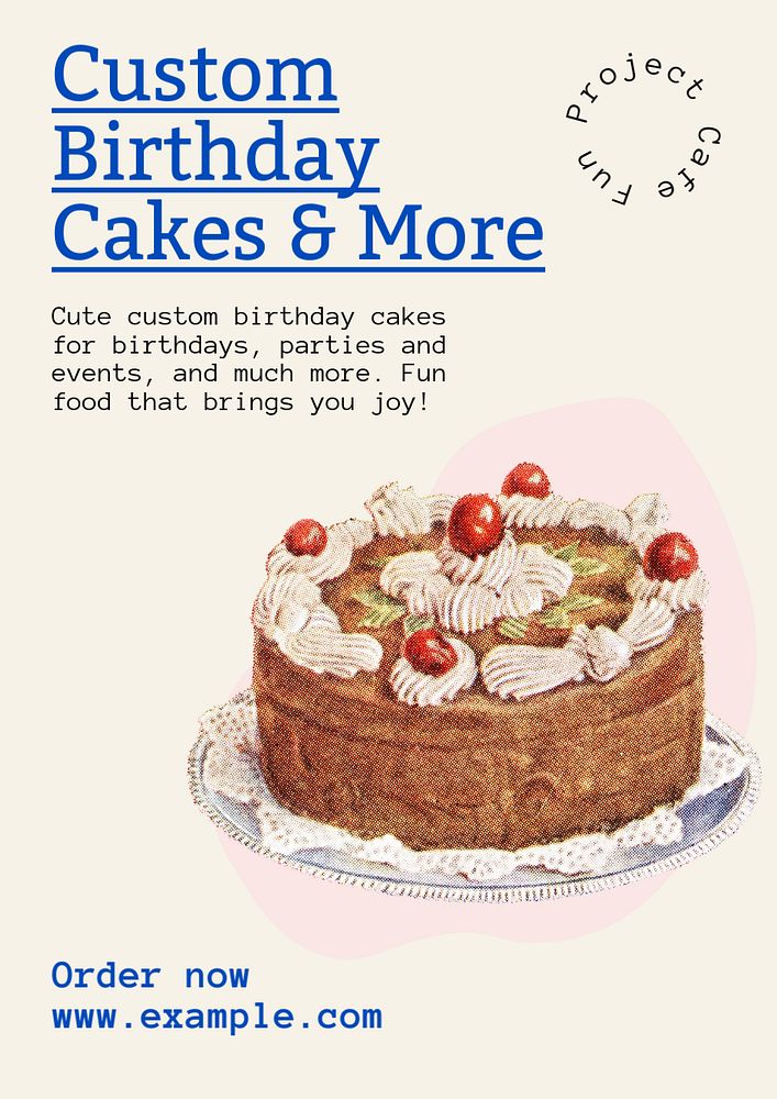 Birthday cakes poster template, editable text and design