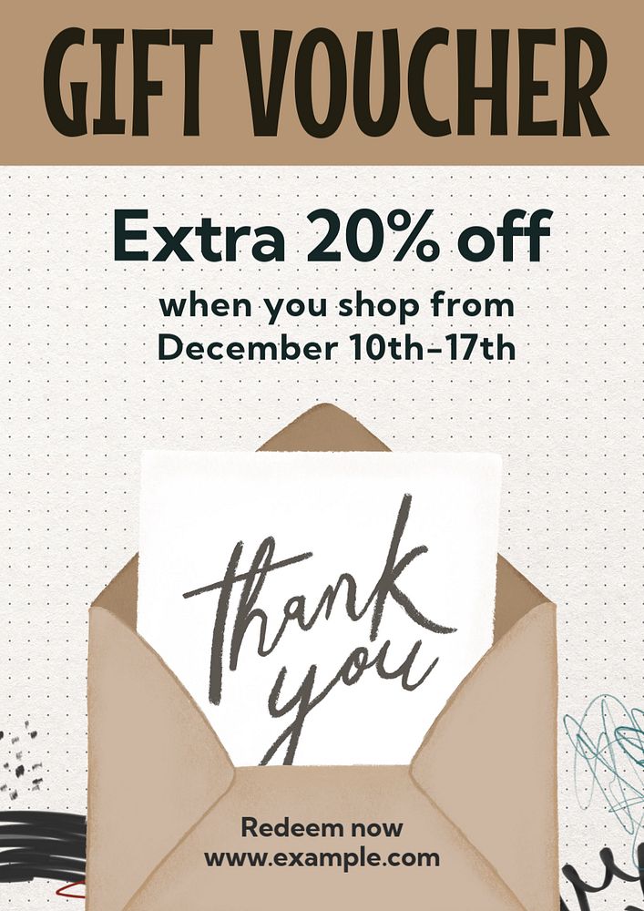 Gift voucher  poster template, editable text and design