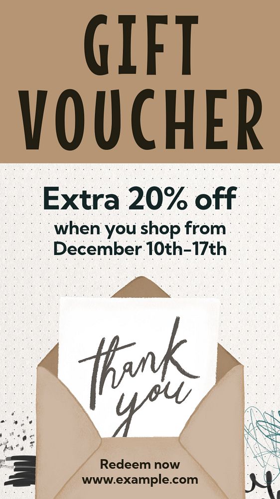 Gift voucher  Instagram story template, editable text