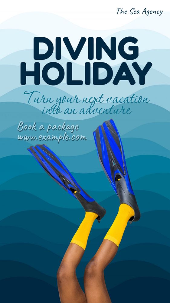 Diving holiday Instagram story template, editable text