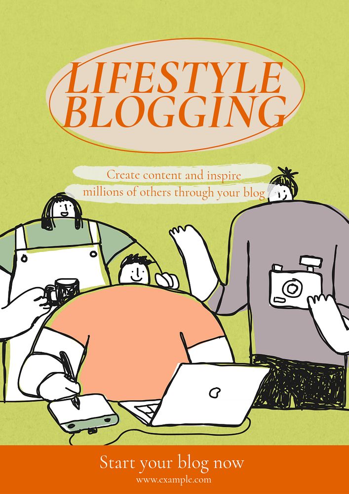 Lifestyle blogging poster template, editable text and design