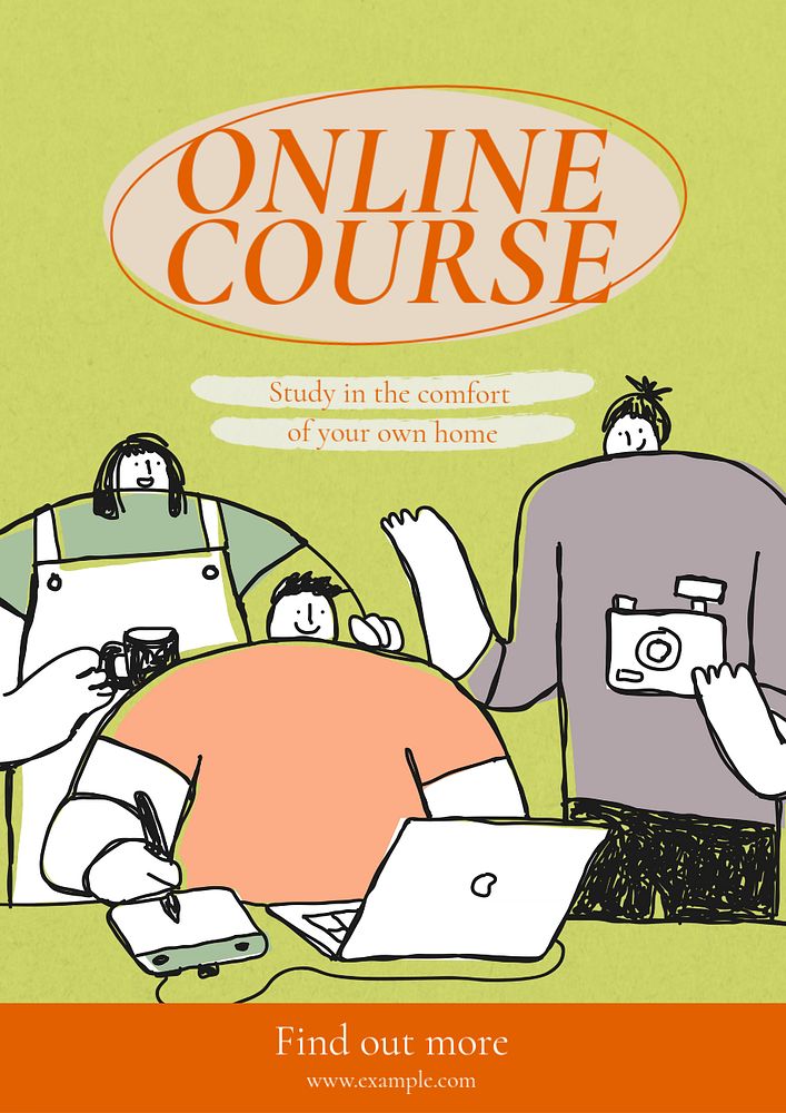 Online course poster template, editable text and design