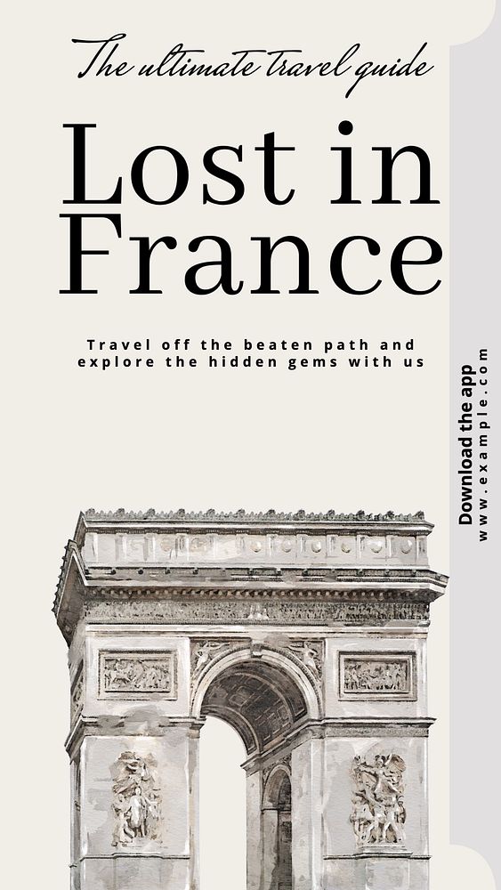 France travel guide  Instagram story template, editable text