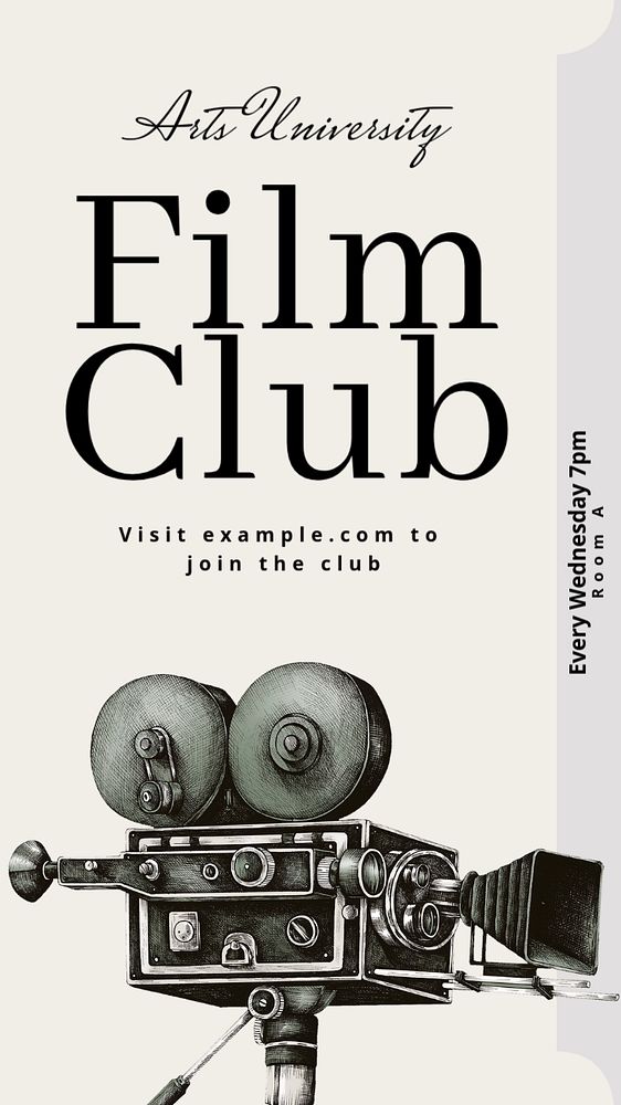 Film club  Instagram story template, editable text