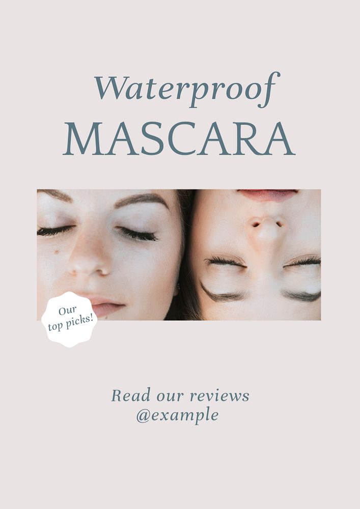 Waterproof mascara  poster template, editable text and design