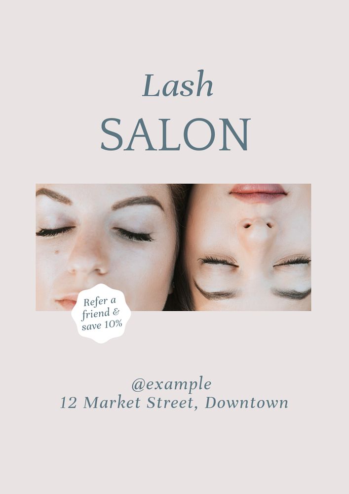 Lash salon  poster template, editable text and design