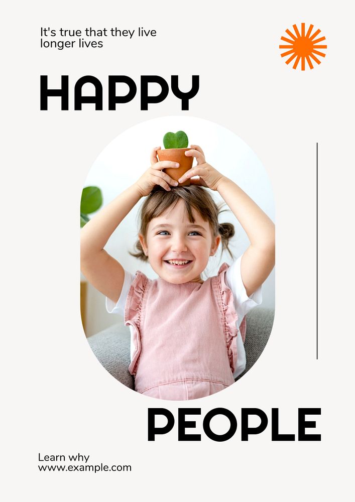 Happy people poster template, editable text and design