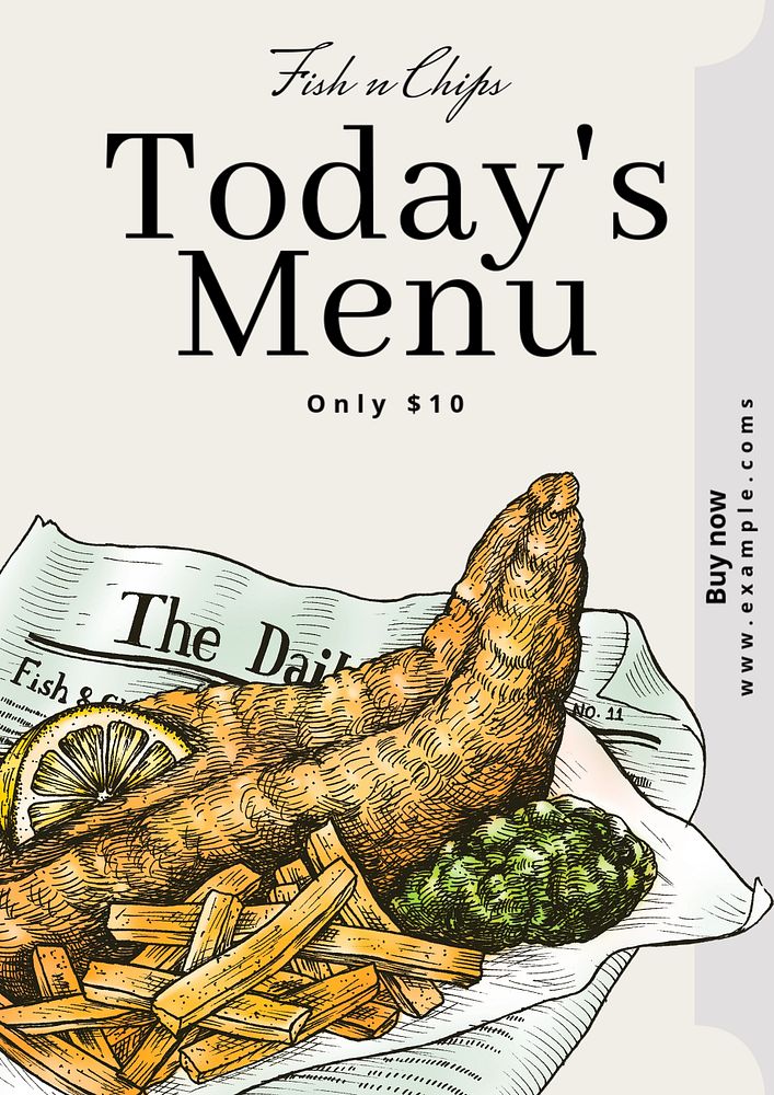 Today's menu poster template, editable text and design