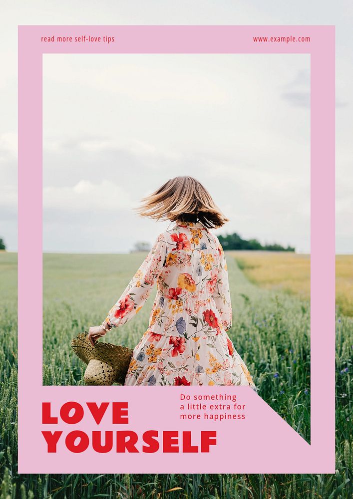 Love yourself poster template, editable text and design