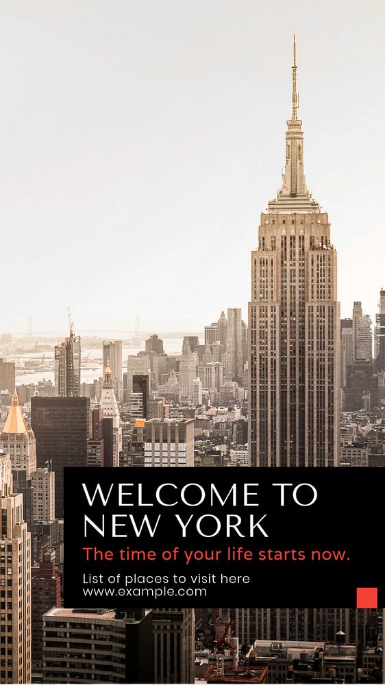 New York  Instagram story template, editable text