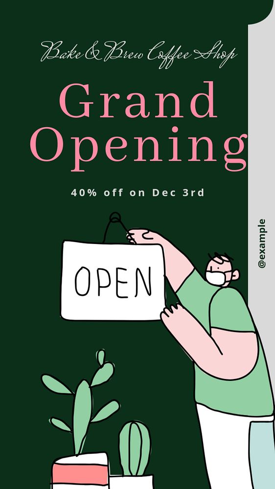 Grand opening  Instagram story template, editable text