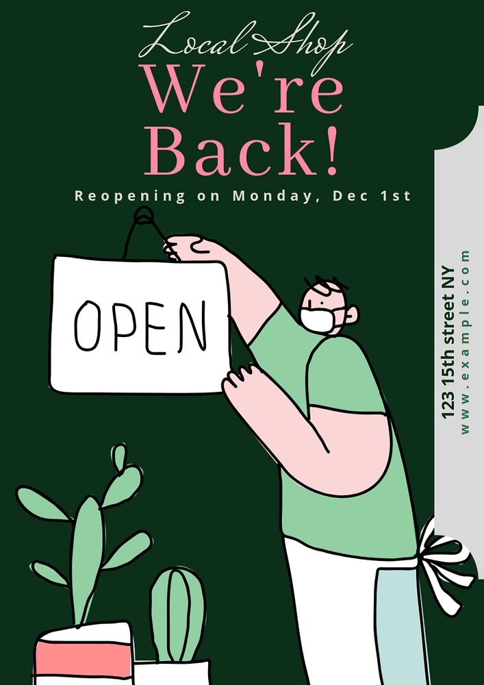 Shop reopening  poster template, editable text and design