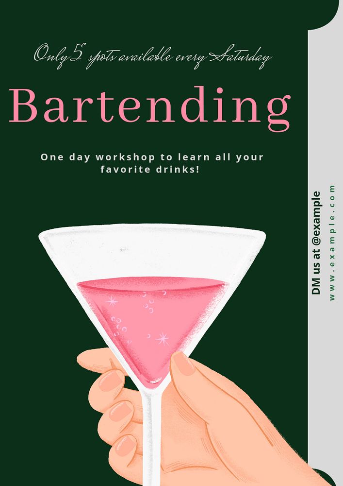 Bartending workshop  poster template, editable text and design