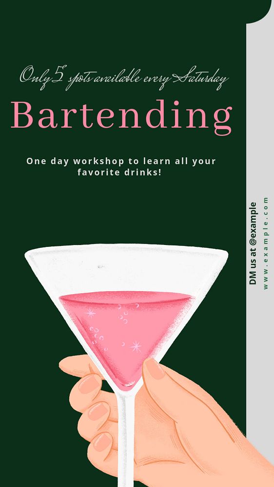 Bartending workshop  Instagram story template, editable text