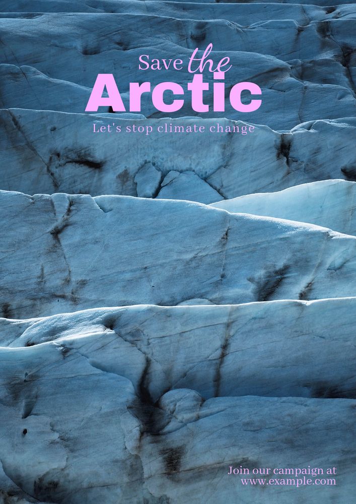 Save Arctic poster template, editable text and design