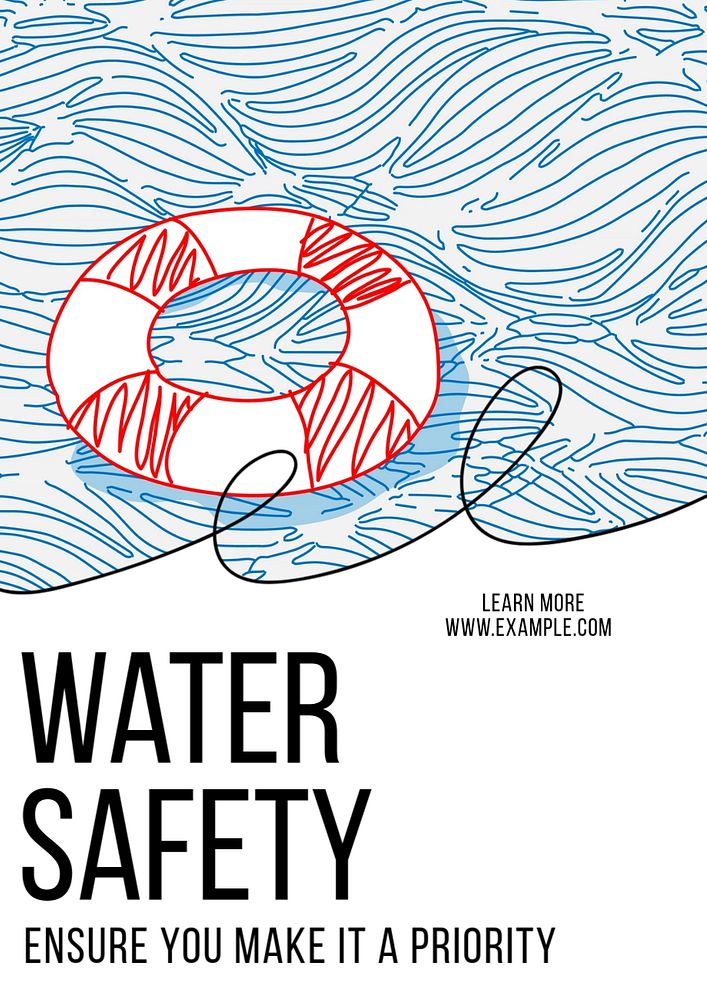 Water safety poster template, editable text and design