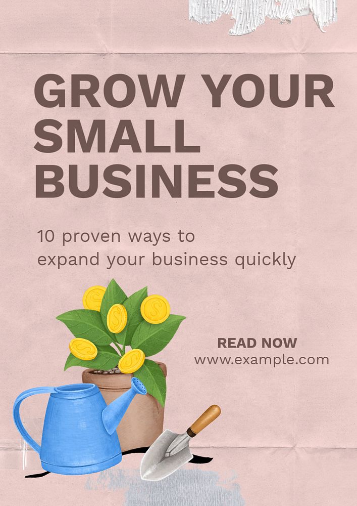 Grow small business poster template, editable text and design