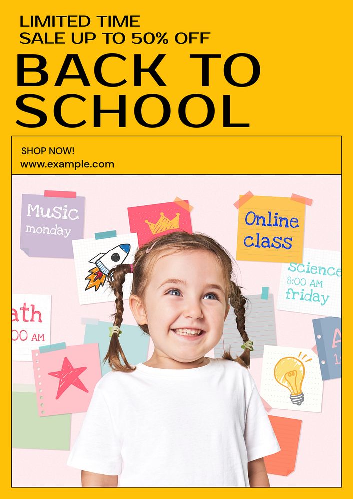 Back to school poster template, editable text and design