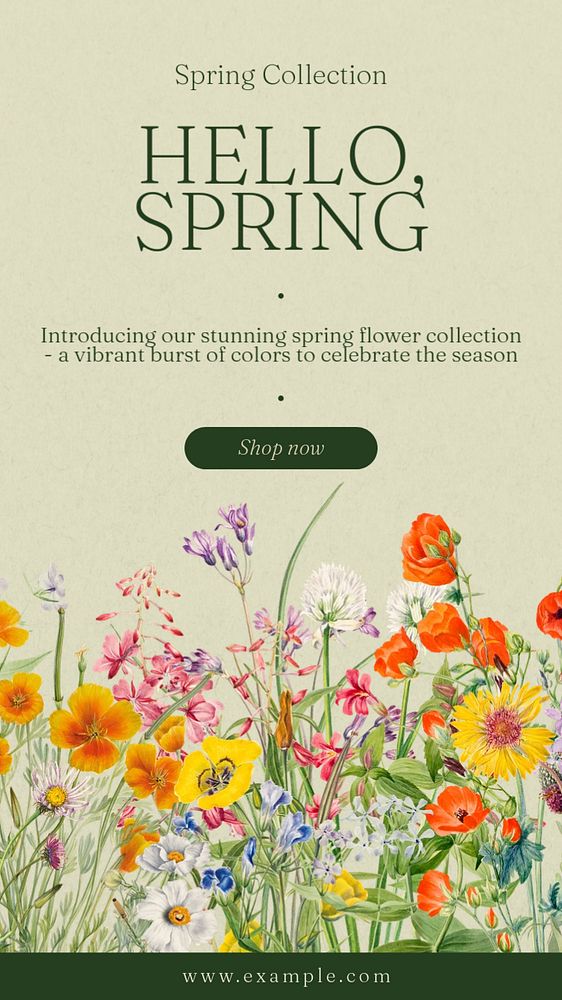 Hello spring Instagram story template, editable text