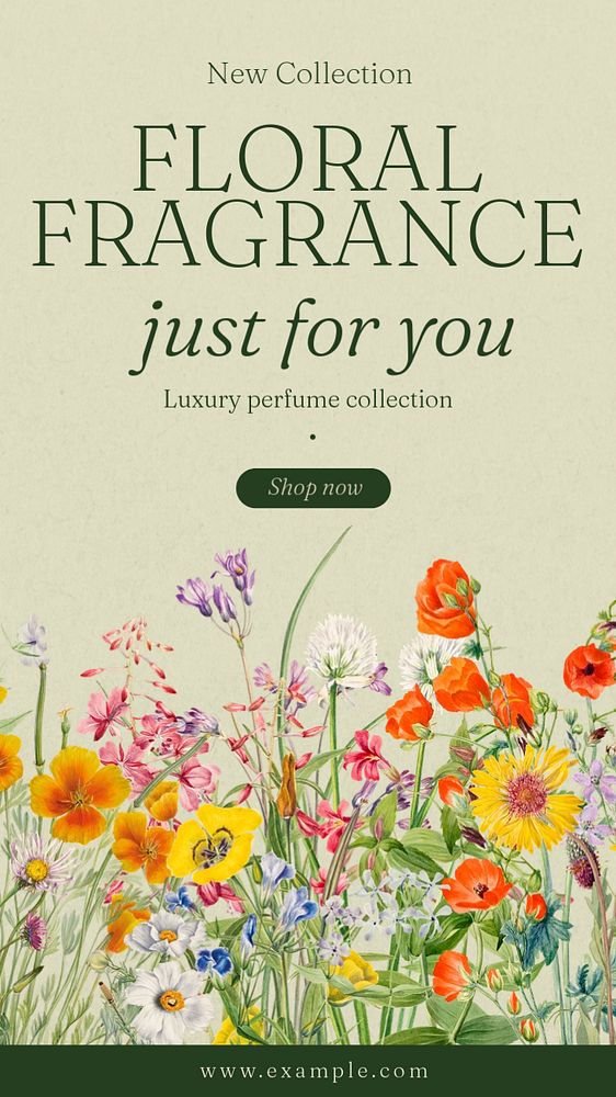 Floral fragrance Instagram story template, editable text