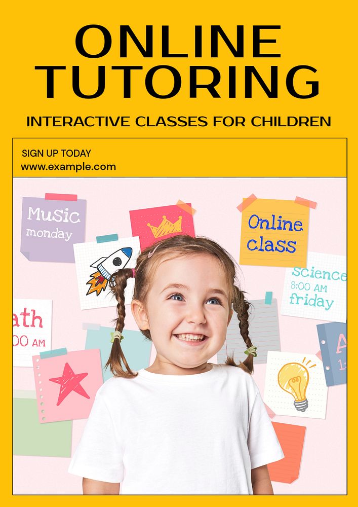 Online tutoring poster template, editable text and design