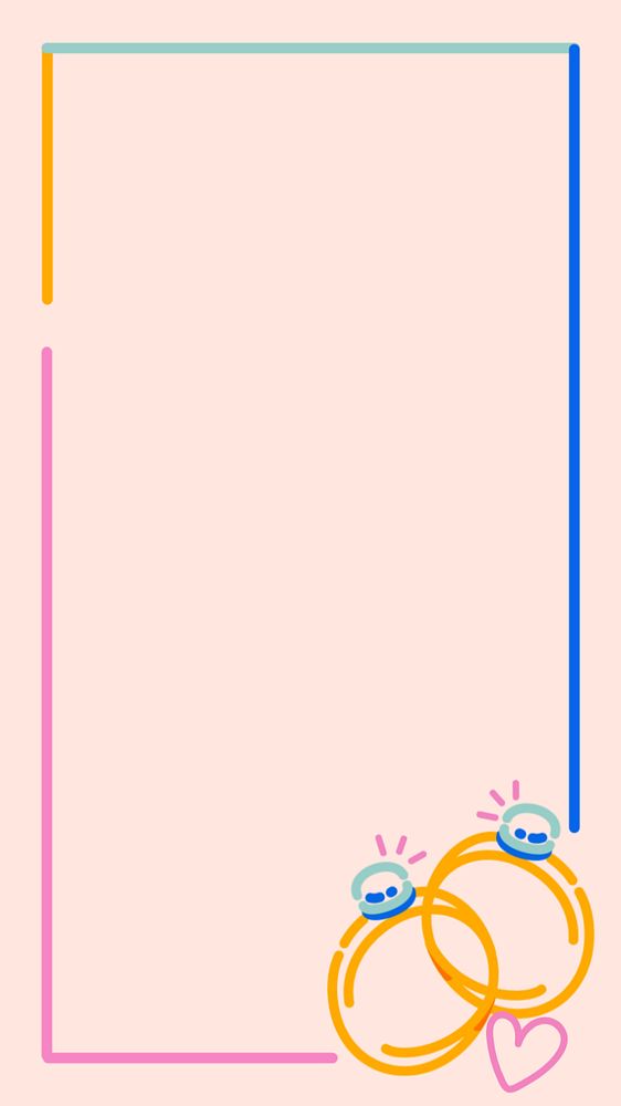 Wedding frame doodle, pink iPhone wallpaper, editable design