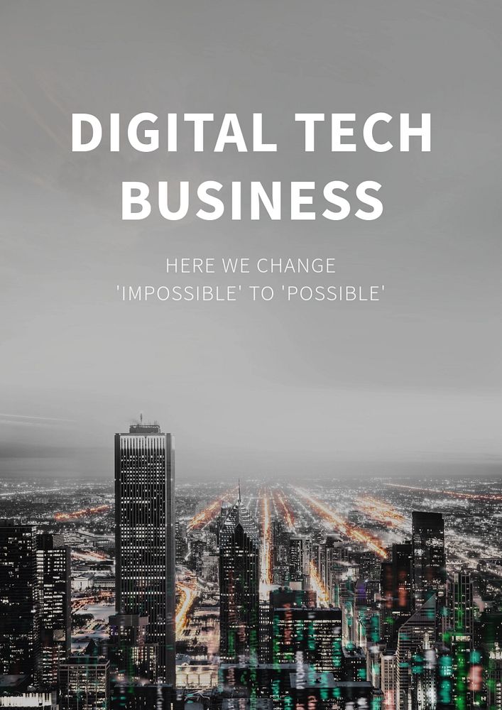 Digital tech business poster template, editable text and design