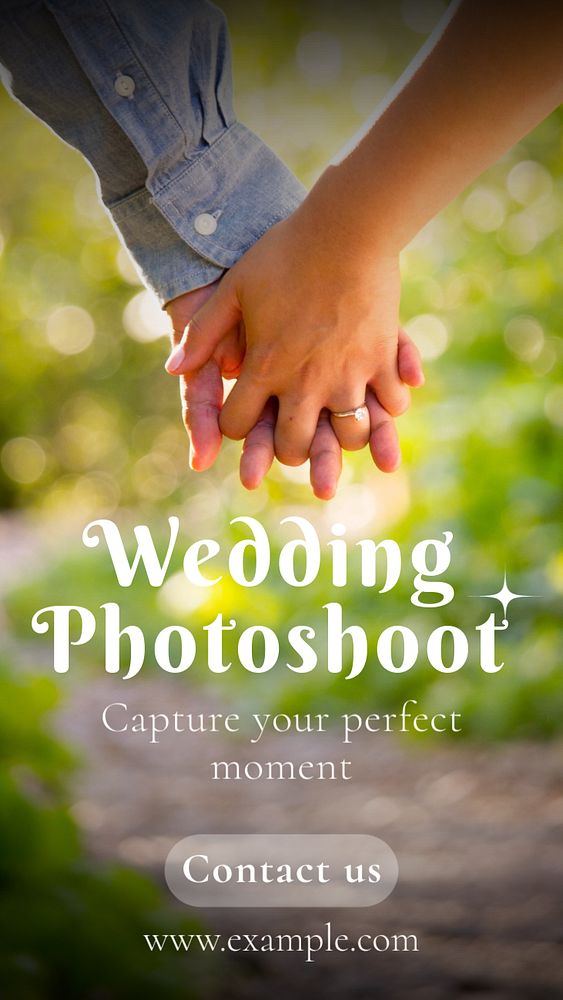 Wedding photoshoot Instagram story template, editable text