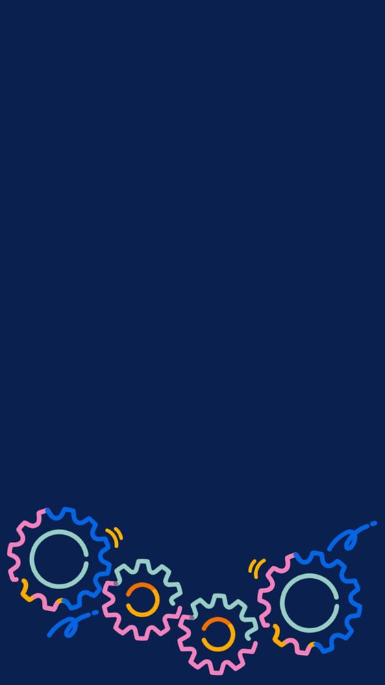 Gears border doodle, blue iPhone wallpaper, editable design