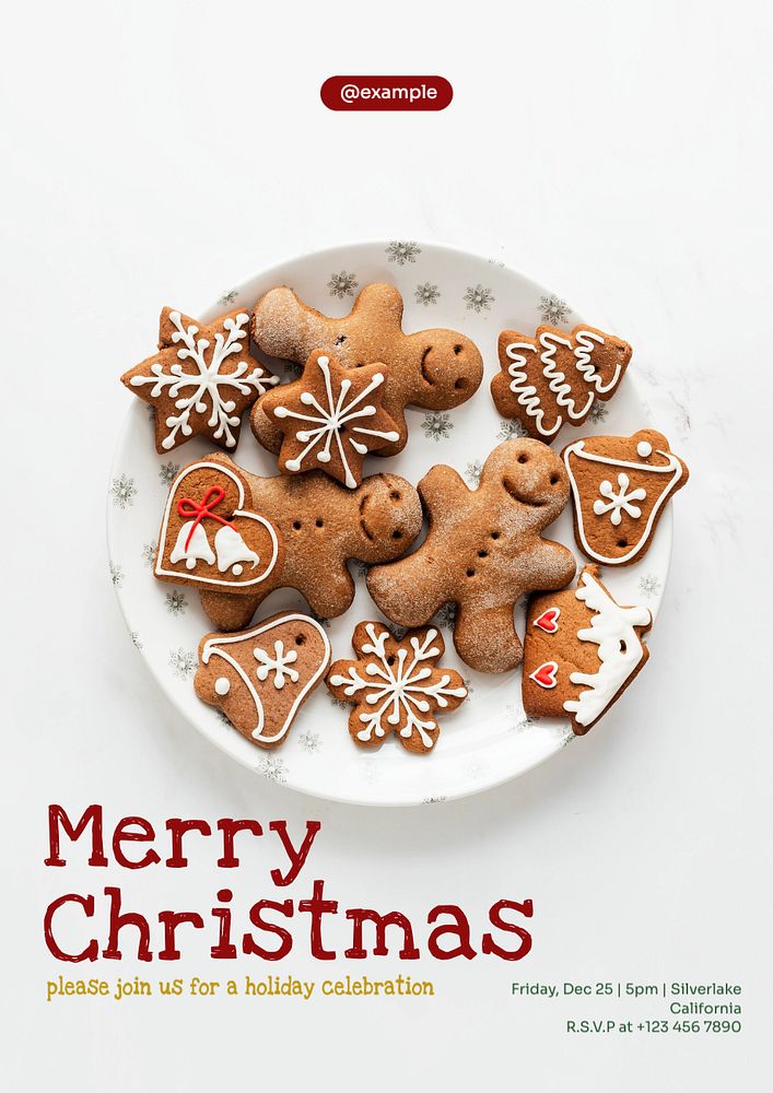 Christmas celebration poster template, editable text and design