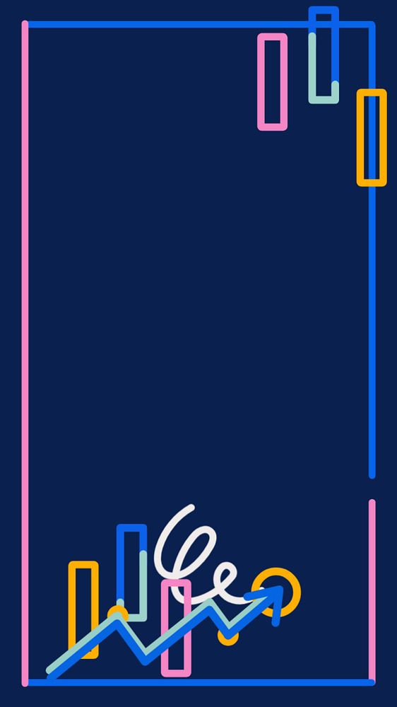 Business graph frame doodle, blue iPhone wallpaper, editable design