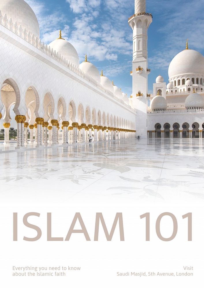 Islam 101 poster template, editable text and design