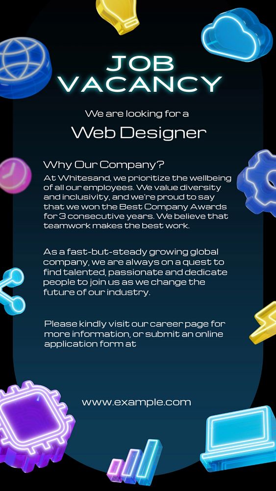 Job vacancy social story template, editable design