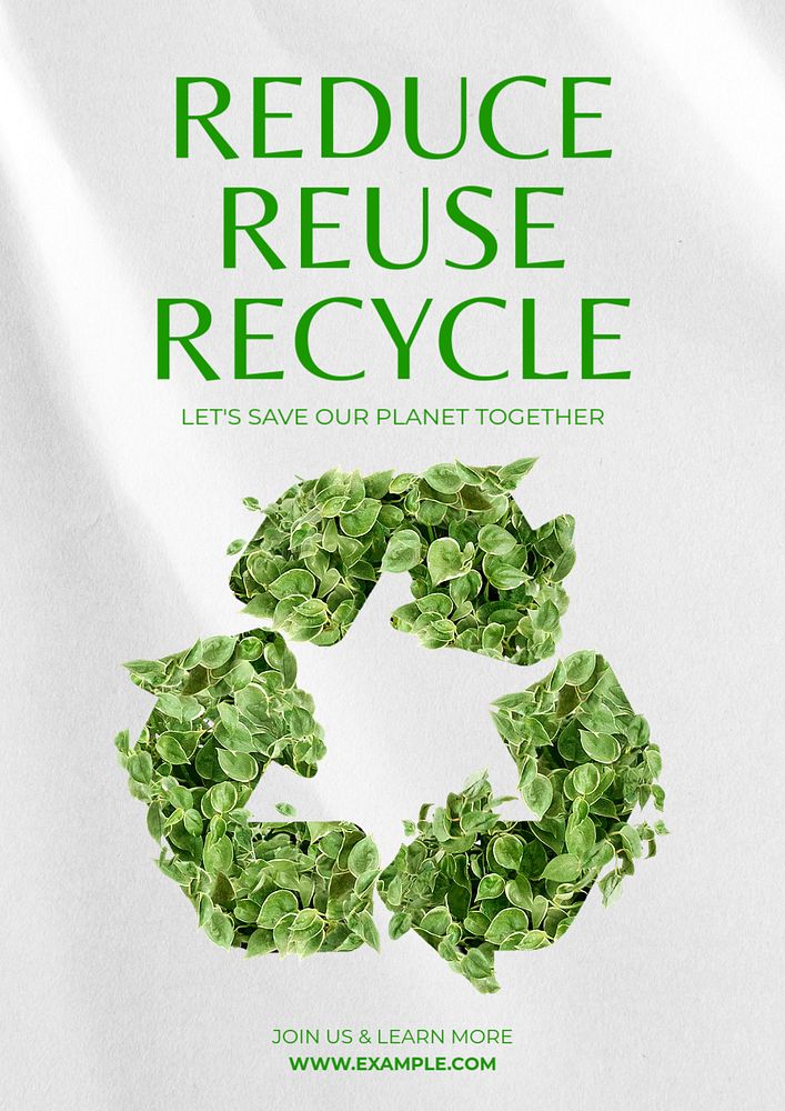 Reduce reuse recycle poster template, editable text and design