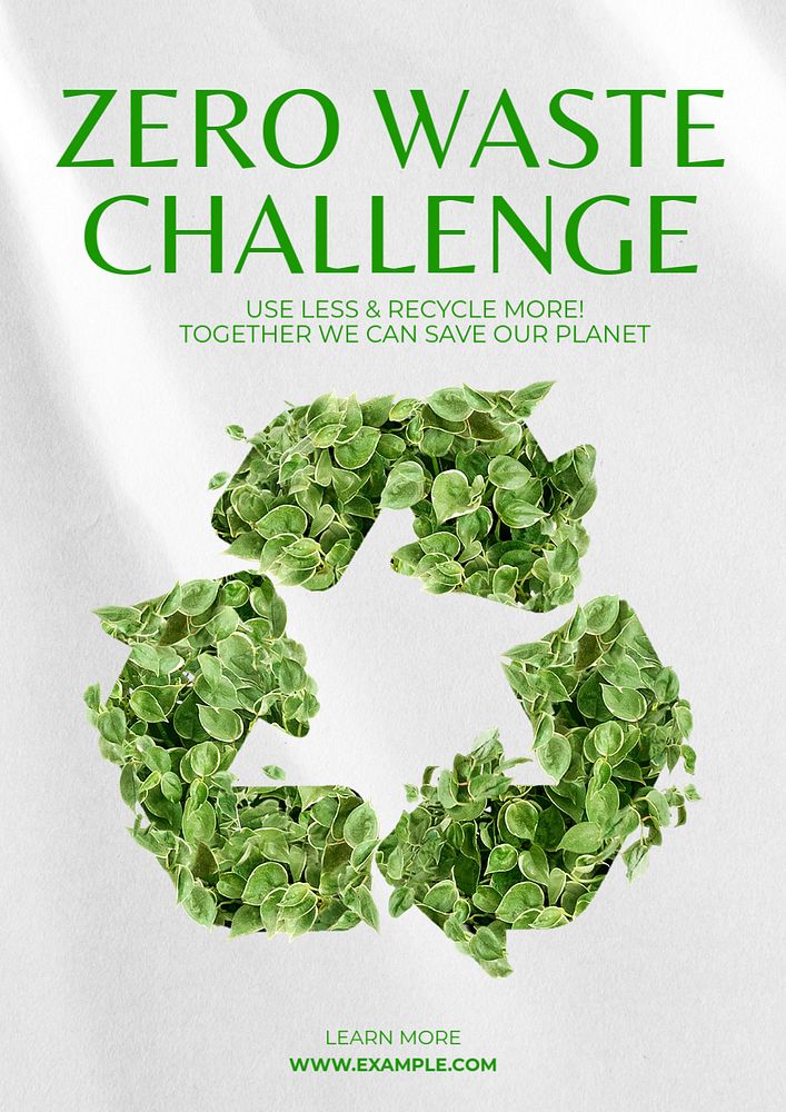 Zero waste challenge poster template, editable text and design